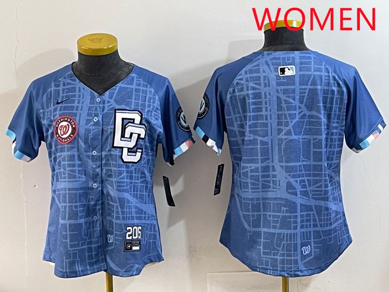 Women Washington Nationals Blank Blue Joint Name 2025 Nike MLB Jersey style 4